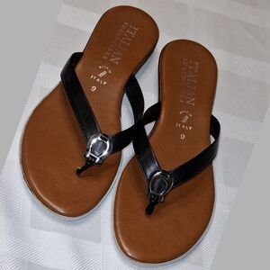 Italian Shoemakers Black and Tan Sandals